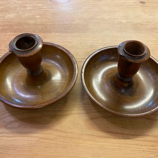 Pair Officer's Wooden Travel Candlesticks